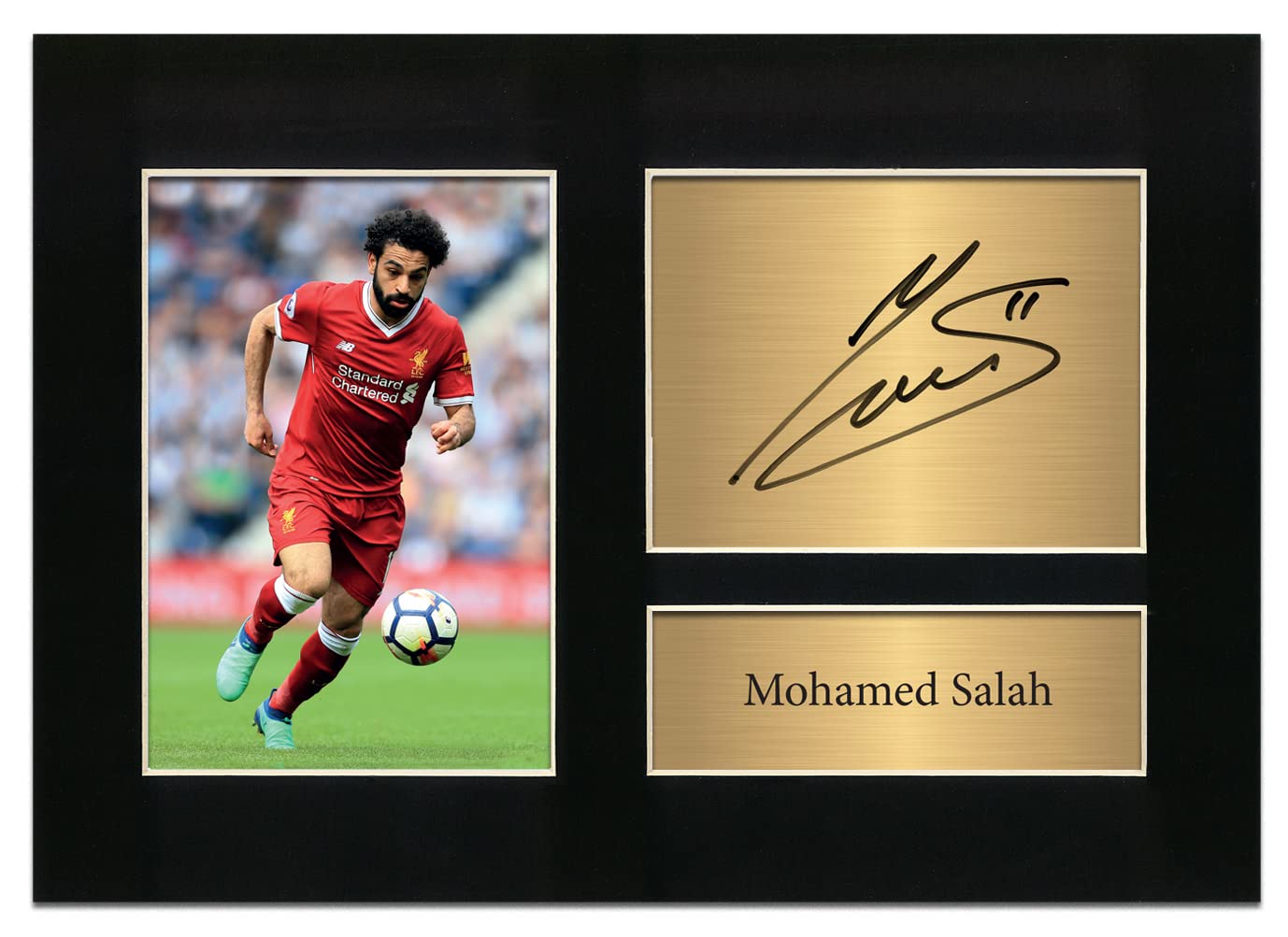 Zulu Image Mohamed Mo Salah Liverpool FC Signed Gift A4 Printed Autograph Photo Reproduction Print Picture Display No93, Black