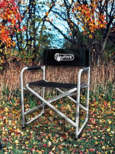 Hyfive-Direttori-Sedia-Pieghevole-in-Alluminio-Sedile-Campeggio-con-Braccio-Nero