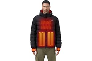 iHood Men's Heated Jacket With 12V Battery Pack-Insulated Lightweight Hooded Hand-Heating Electric Heated Puffer Jacket