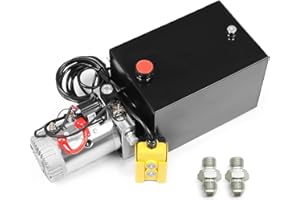 Nakkaa 12V DC Hydraulic Power Device 13 Quart Single Acting Hydraulic Dump Trailer Pump for Lifting and Lowering Dump Trailer Trucks