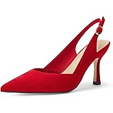 Rilista Women's Slingback Kitten Heels Closed Pointed Toe Wedding Party Dress Pumps Shoes