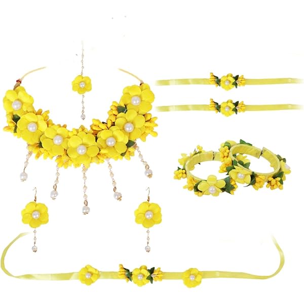 Indian Bridal Jewelry Set For Women - Gota Patti Choker, Earrings, Maang Tikka, Bracelet & Waistbelt - Wedding, Haldi, Mehendi - View #9