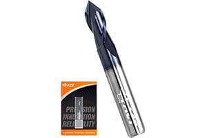 A ACT ACCU-CUT ACCUCUT Chamfer End Mill - 90 Degree, V Groove, 3/8” Carving Bits for Alloy Steel, Aluminum, Wood - I2DMS 2 Flute Carbide End Mill for Chamfering, Deburring, Spotting & Side Milling - AlTiN Coating
