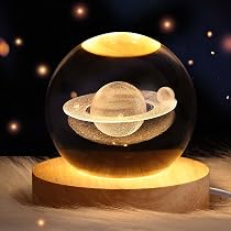 RENDIN Luna 3d Glass Ball,Lampara de galaxia/luna/saturno,Decorar ...