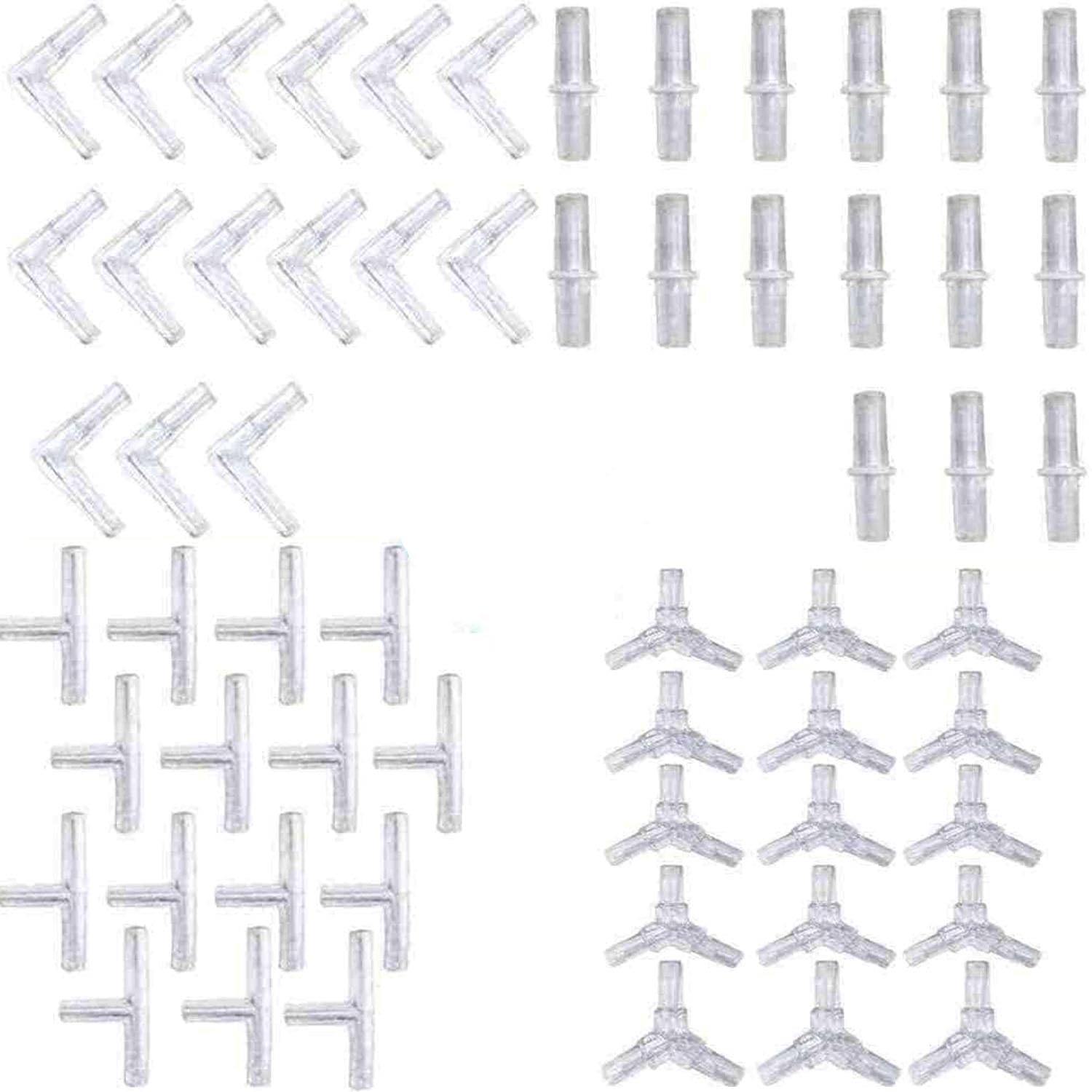 RUNCCI-YUN Aquarium Air Pump Accessories Set, Aquarium Airline Connectors 60 in 1 Y T L I Connector for 4mm/6mm Fish Tank Pond Air Line Tube Tubing