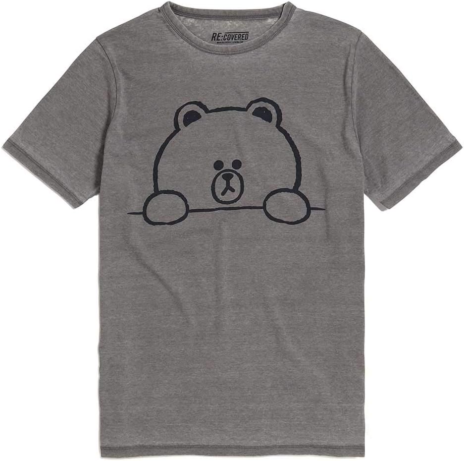 RecoveredMens Line Friends Brown Outline Vintage Grey, Size: L T-Shirt, Multicolour, L UK