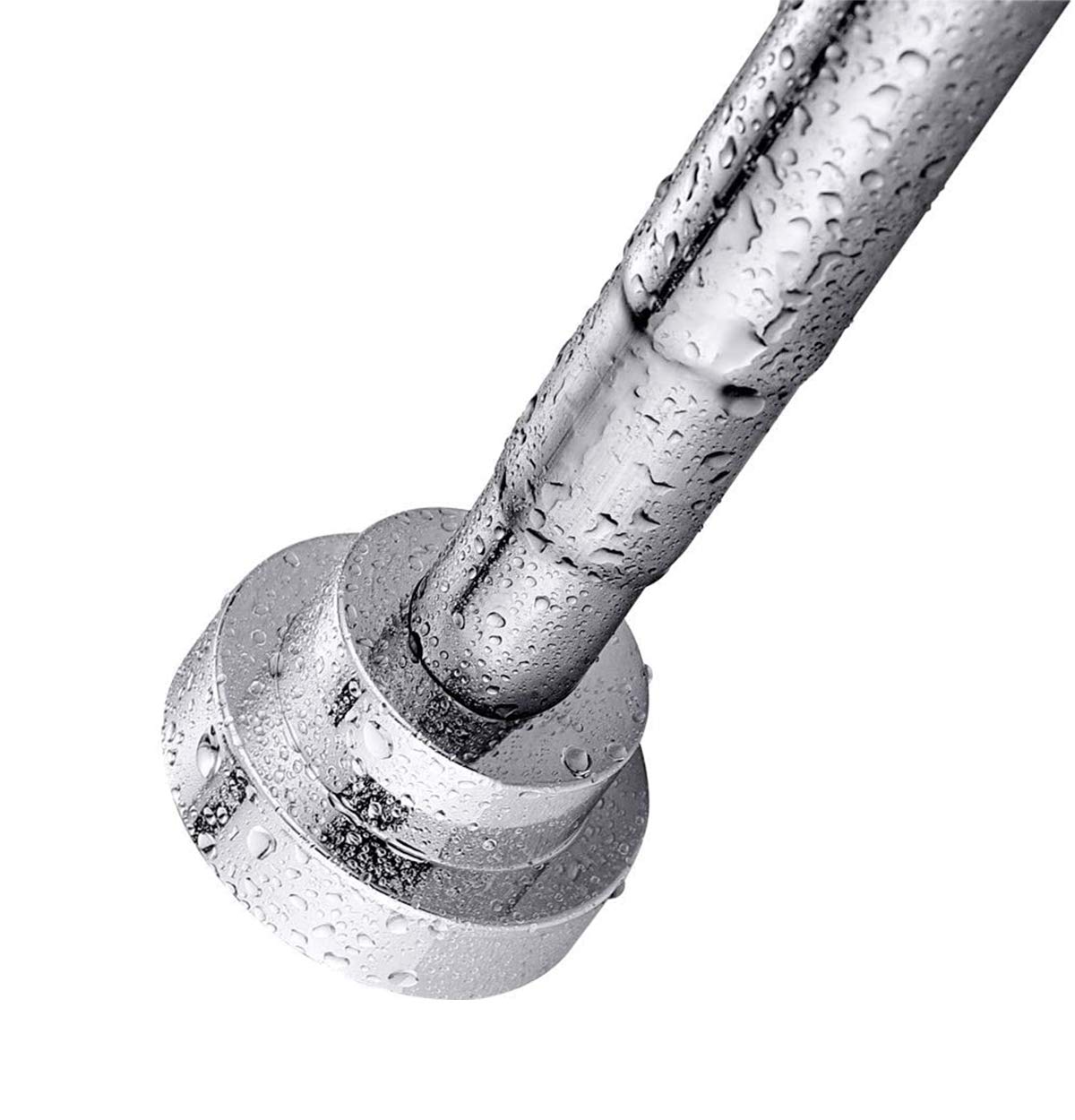 KZGRIT Shower Curtain Rod, Stainless Steel, No Drilling & Rust, Anti-Slip, Adjustable Tension Spring Pole, Extendable Telescopic Rail for Closet, Bathroom, Windows or Doorways(155-260cm)