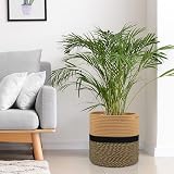 Tenn Well 30cm Indoor Plant Pot Basket with Liner Cotton Woven Storage Black view 5