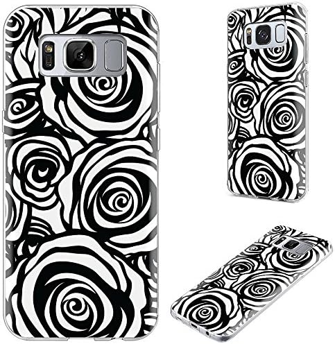 S8 Plus Case,S8 Plus Case for Girls,VoMotec Shockproof Anti-scratch Slim Flexible Soft TPU Rubber Full Protective Shell Cover Cases For Samsung Galaxy S8 Plus,abstract black rose on white