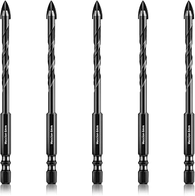 Meccion 6mm Tile Drill Bit Set 5Pcs Cross Tungsten Carbide Tip