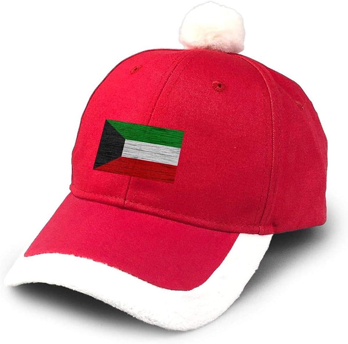 GGdjst Kuwait Wooden Texture Kuwait National Flag Christmas Costume Headwear Dad Trucker Santa Hat Red Xmas Baseball Cap Adult Women Men Children Teen Boy Girls Party Decor Gift Decorations Ornament