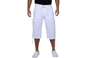 X RAY Men's Belted Cargo Long Shorts 18" Inseam Below Knee Length Multi Pocket 3/4 Capri Pants (Big and Tall Shorts for Men)
