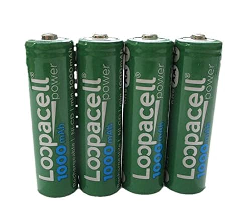 LOOPACELL 4 AA Rechargeable NiCD Battery, 1.2V 1000mAh High Capacity AA ...