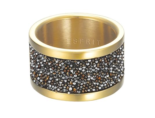ESPRIT Glamour Damen-Ring ES-GLAM BLACK GOLD Edelstahl rhodiniert Kristall schwarz - ESRG12749B1