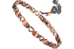 UtenoTureH Copper Anklet for Women for Arthritis, 99.99% Pure Copper Jewelry Lovely Heart Design with Adjust Tool