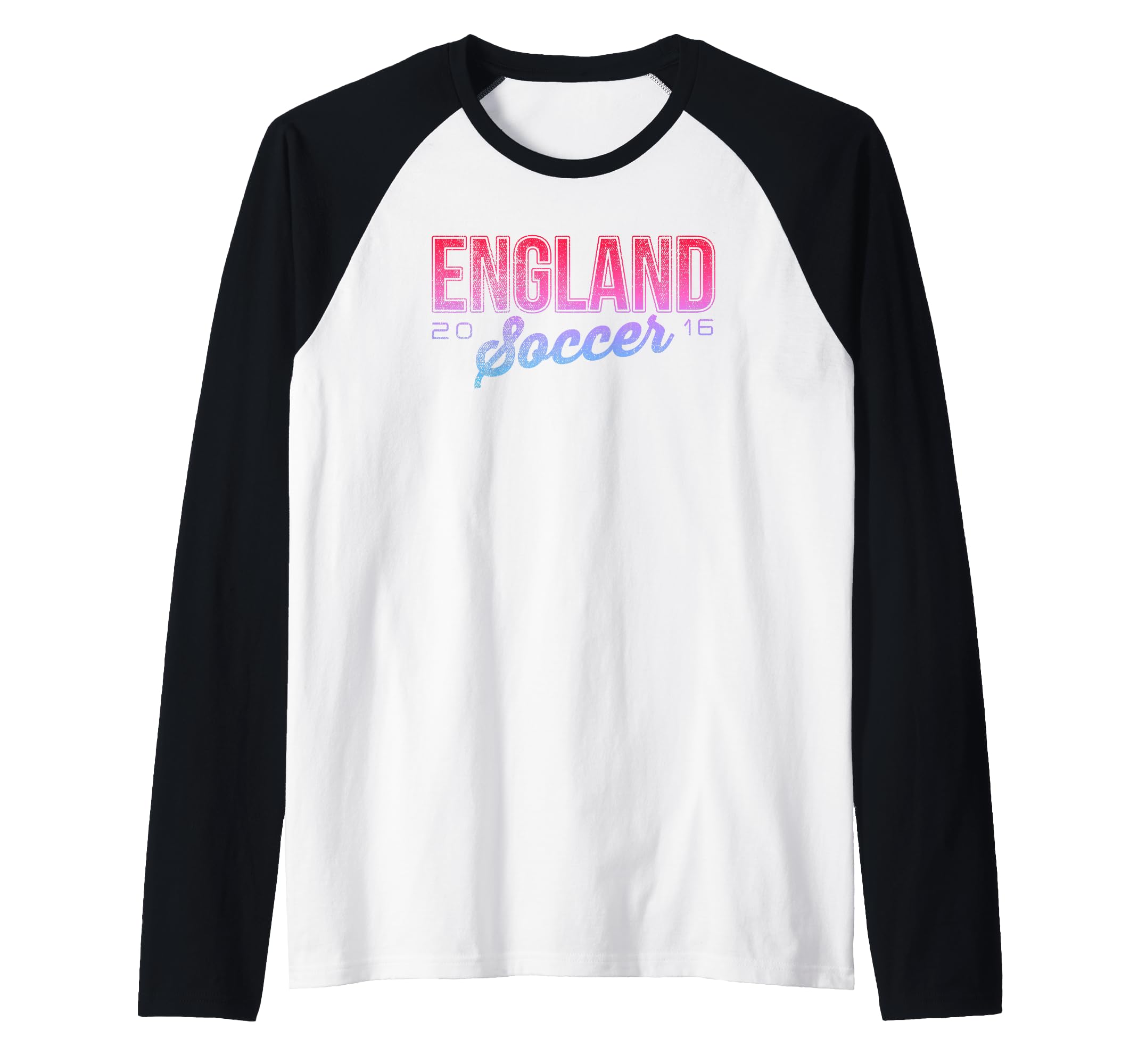 England Soccer 2016 Pink Purple Text Raglan Baseball Tee
