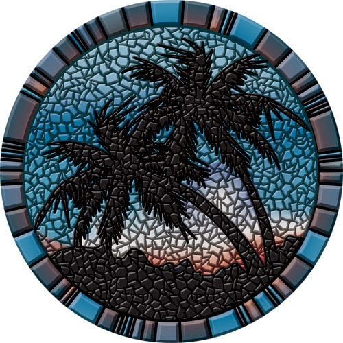 POOLSAIC Drop-in Palm Trees Vinyl Swimming Pool Mat (59" x 59", Blue)