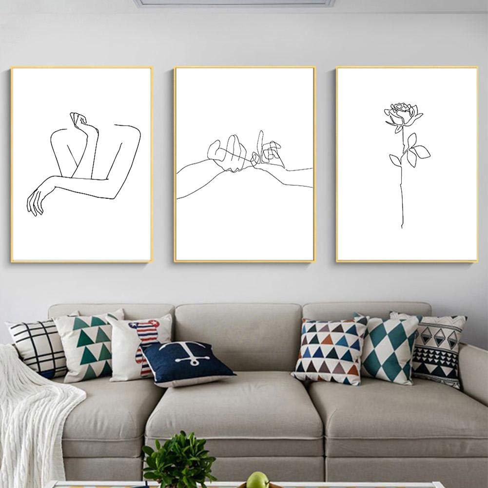 Ymiko Canvas Wall Art, 3Pcs/Set 30x40cm Modern Simple Hanging Abstract Line Painting, Mordern Style Canvas Painting Decorative Picture for Home Office Decoration (without framed)