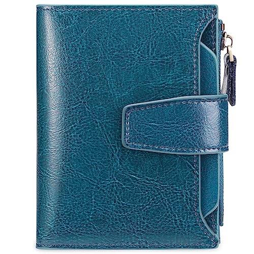 SENDEFN Women's Genuine Leather Wallet Small Cute Coin Purse with Zip 14 Cards Women's Leather Wallet with Many Compartments