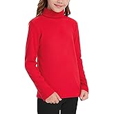 QBK Girls' Long Sleeve Fleece Turtleneck T-Shirt Kids Basic High Neck Casual Trendy Soft Base Layer Tee Tops(4t-12Years)