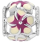 LSxAB Flower Charms for Pandora Bracelet for Women Blue Purple Pink Charm for Bracelet Necklace Pendant for Women Jewelry