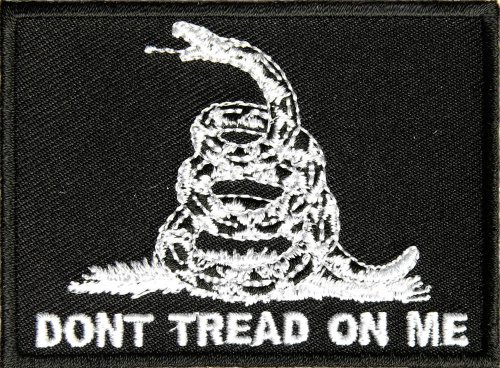 Don't Tread On Me Black White Patch - 3x2 inch. Embroidered Iron on Patch