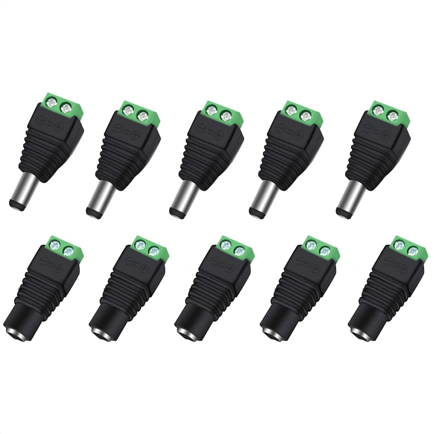 Photo 1 of (5 Male + 5 Female ) 12 V 2.1x5.5mm DC Power Jack Plug Adapter Barrel Connector for CCTV Security Camera LED Strip