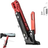 Fiknonk 1 PC Motorcycle Kickstand, Height Adjustable CNC Alloy Side Stand with Non-slip Foot, Replacement Tripod Holder, Universal for Scooter Dirt Pit Bike (Red)