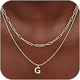 Ritach Gold Necklace for Women - Real Gold Plated Layered Initial Necklace Snake Paperclip Chain Necklace Dainty Gold Letter Necklace for Women Girls Jewelry Gifts