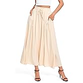 Urban CoCo Women's Casual Lightweight Maxi Skirt Elastic Waist A-Line Flowy Long Skirts with Pockets