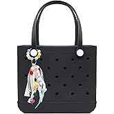 QTKJ Charm for Bogg Bag, Ribbon Colored Beads Keychains for Women, Compatible with Rubber Beach Straw Bag Tote Handbag Decoration, Pendant Ornaments