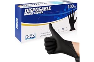 KKD Disposable Nitrile Gloves Black, Latex Free & Powder Free For Cooking, Cleaning,Work