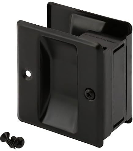 Prime-Line N 7578 Pocket Door Privacy Lock with Pull, Matte Black