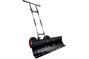 Best Choice Products 36in Galvanized Blade Heavy-Duty 2-Wheel Snow Pusher Hand Plow for Snow Removal w/Wheels, Adjustable Handle, Blade Angle - Black
