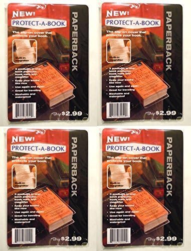 Clear Book Protector Cover with Book Marker and Magnifier (4 Pack)