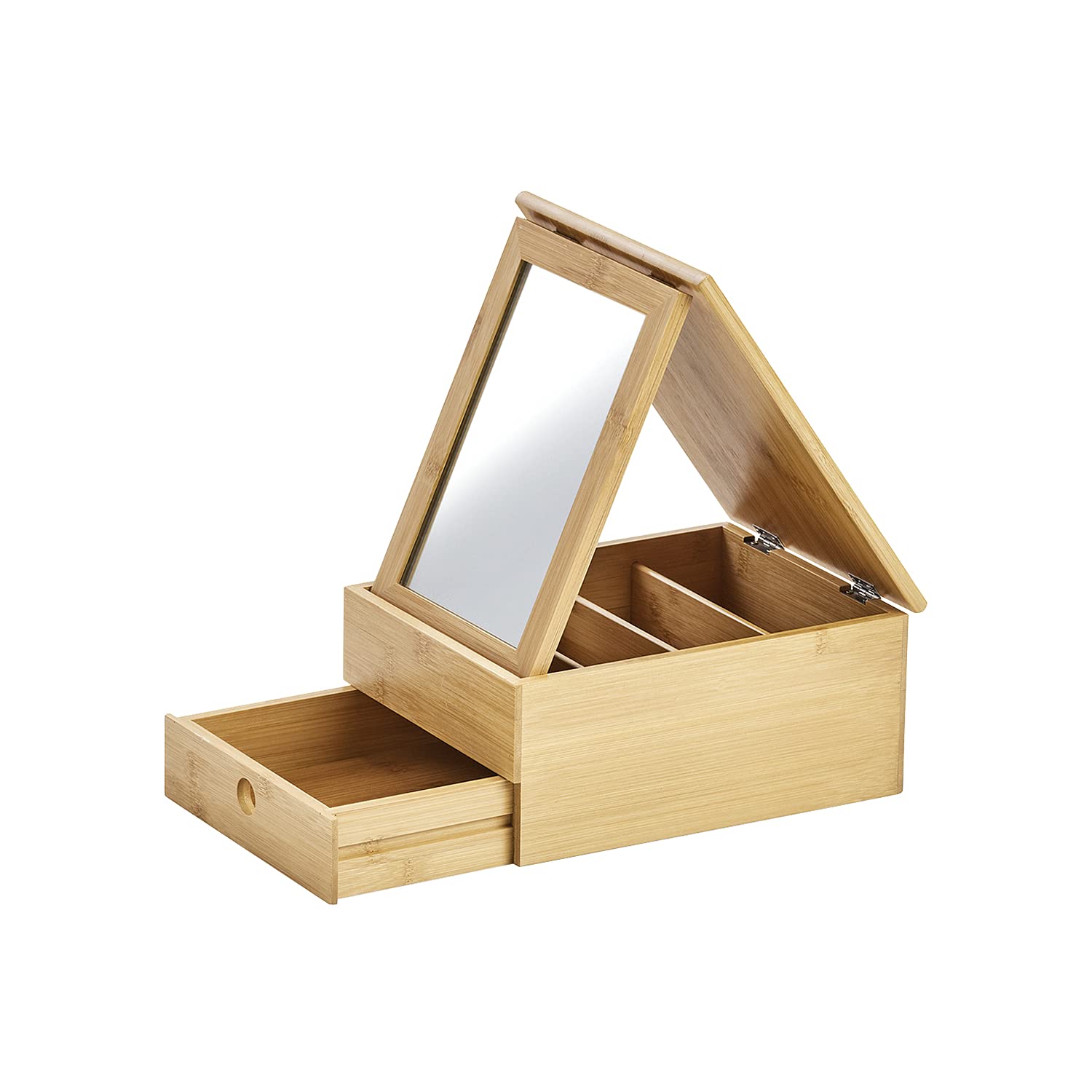 Zeller 18872 Jewellery Box with Mirror Bamboo Approx. 25 x 19 x 11.2 cm