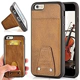 iPhone 6 Wallet Case ,iPhone 6s Card Holder Case,ZVE Leather Case with ID Credit Card Holder Slot Durable Protective Shockproof Cover for Apple iPhone 6 4.7 inch(Brown)