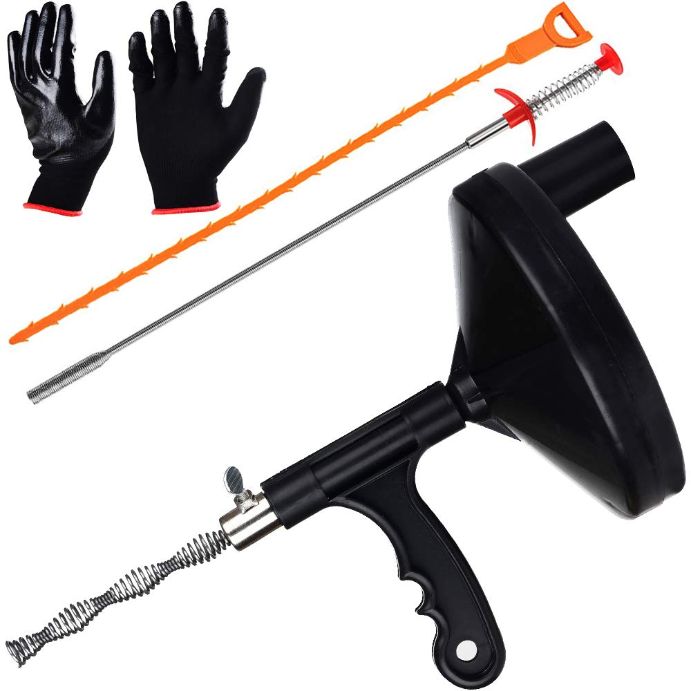 Drum Auger Plumbing Snake/ 25Ft Durable Steel Heavy Duty Toilet Drain