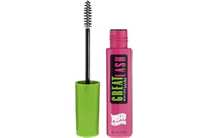 Maybelline Great Lash Waterproof Mascara, Volumizing, Lengthening and Lash-Doubling Formula for Thicker Lashes, Very Black, 1 Count