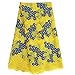 Ourwin 5 Yards African Net Lace Fabrics Nigerian French Fabric Embroidery and Rhinestones Guipure Cord Lace (Yellow)