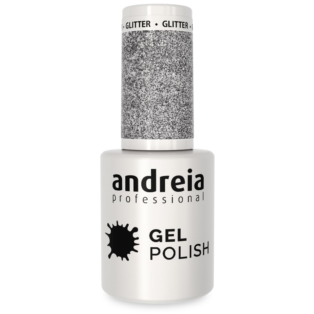 Andreia Semi-Permanent Nail Gel Polish for UV/LED Lamp - Intense Shine and 4 weeks Lasting Manicure Nail Gel Varnish - Colour 277 Silver Glitter - Shades of Grey and Purple 10.5 ml