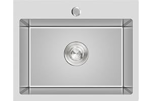 20-inch Drop in Kitchen Sink, TSIBOMU Stainless Steel Single Bowl Small Kitchen Sink Brushed Nickel,D20"xW16"xH9"