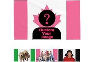 Personalized Pink Canada Flag with Custom Face Photo, 3X5 Ft Customizable Picture Flags Funny Banner Tapestry Poster for Bedr