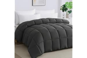 STWIENER Soft Oversize King Plus Comforter 120"x128" Extra Large King Size Lightweight Quilted Down Alternative 8 Corner Tabs Fluffy Breathable Microfiber Grey