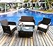 Merax 4 PCS Patio Rattan Furniture Set Cushioned Outdoor Garden Wicker Rattan furniture with Beige Cushion (Brown-NO.2)