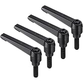 uxcell 4pcs Clamping Lever Handles, M8 x 20mm Black Oxide Carbon Steel Threaded Male Stud, Adjustable Handles Locking Quick Release Ratchet Push Button Bolt Knobs, Black