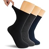 LIXIA Women Non Binding Merino Wool Socks 3/6 Pairs Pack- Wide Calf Good for Circulation - No Compression Warm Breathable