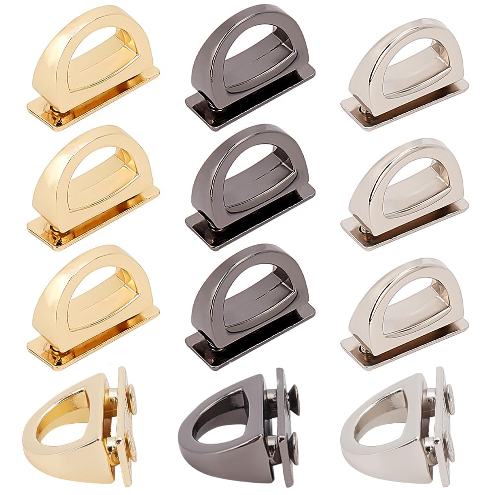 WADORN 12pcs Metal D-Ring Bag Connector Multi-Purpose Chain Link Clip Buckles Purse Suspension Clasps Strap Lanyard Hooks Hardware for Thinner Leathers DIY Leather Craft Bag Belts Making