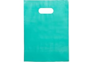 Choice Marts 100 Teal Bags for Small Business 2 Mil 12"x15" Merchandise Bags Extra Thick Glossy Thank You Bags and Shopping Bags For Small Business with Die Cut Handles Teal Gift Bags For Retail