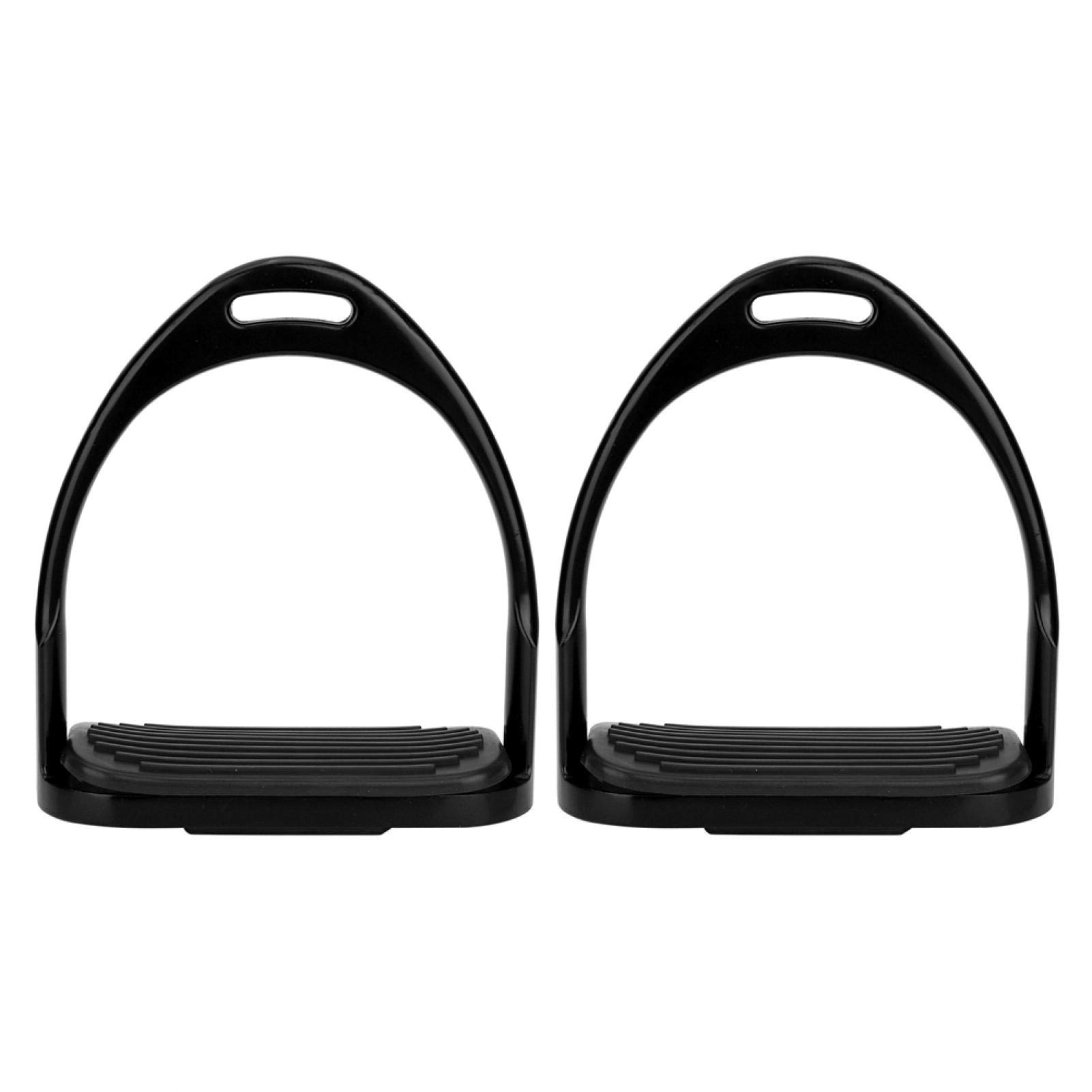 Pssopp Horse Riding Stirrups Anti-rust Aluminum Equestrian Stirrup Colorful Horse Riding Racing Equipment Saddle Accessories with Rubber Pad(black)